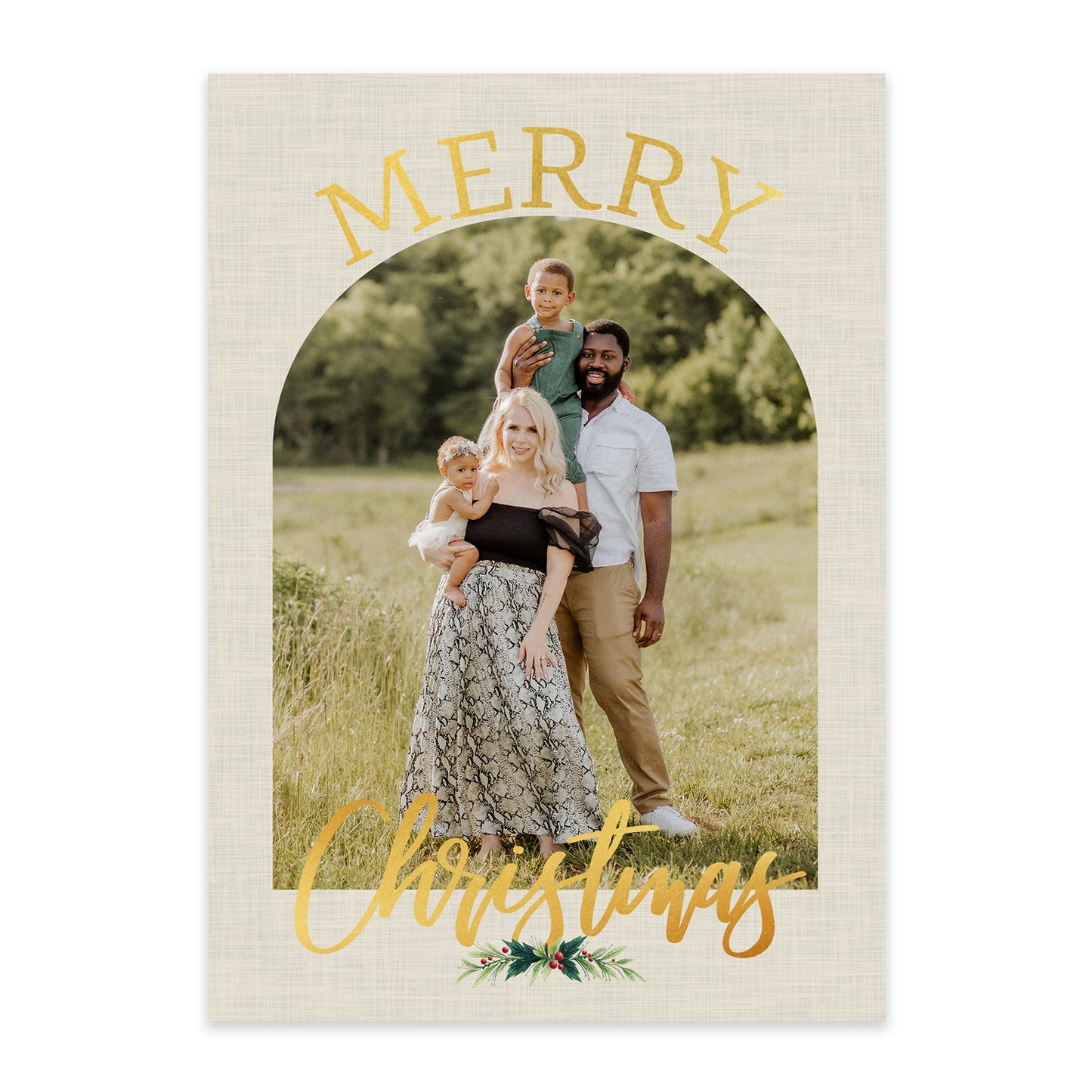 Crosshatch Beige Christmas Card