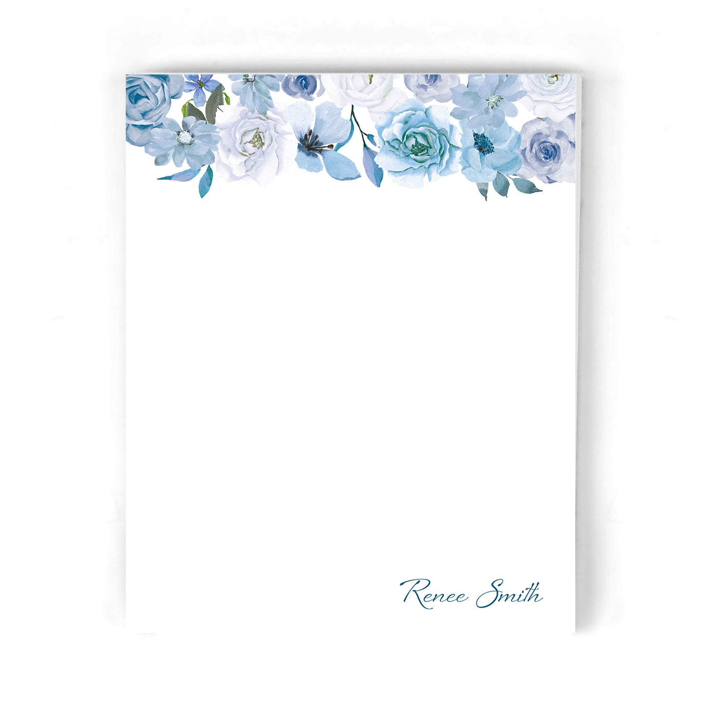 Blue Watercolor Floral Notepad