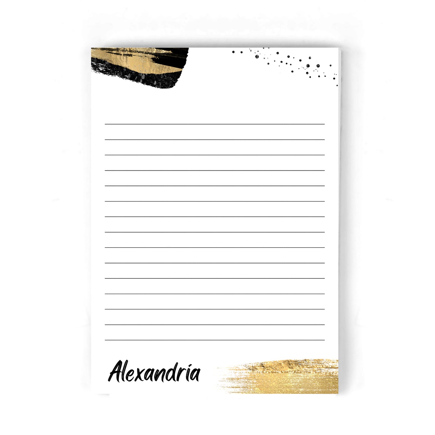 Black and Gold Brushstrokes Notepad