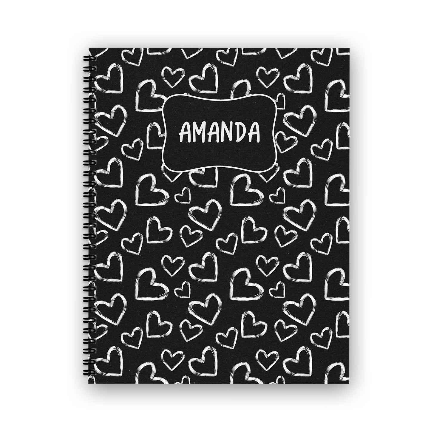 Black and White Hearts Notebook