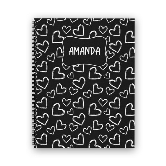 Black and White Hearts Notebook