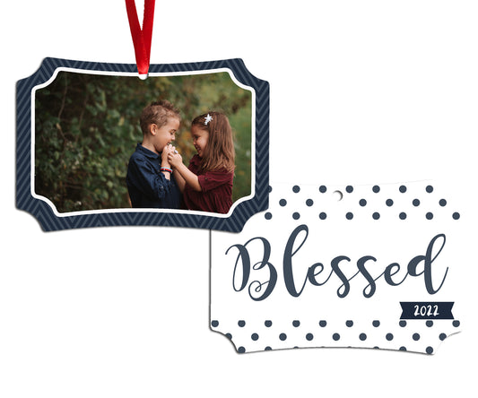 Blessed Blue Dots Incut Ornament