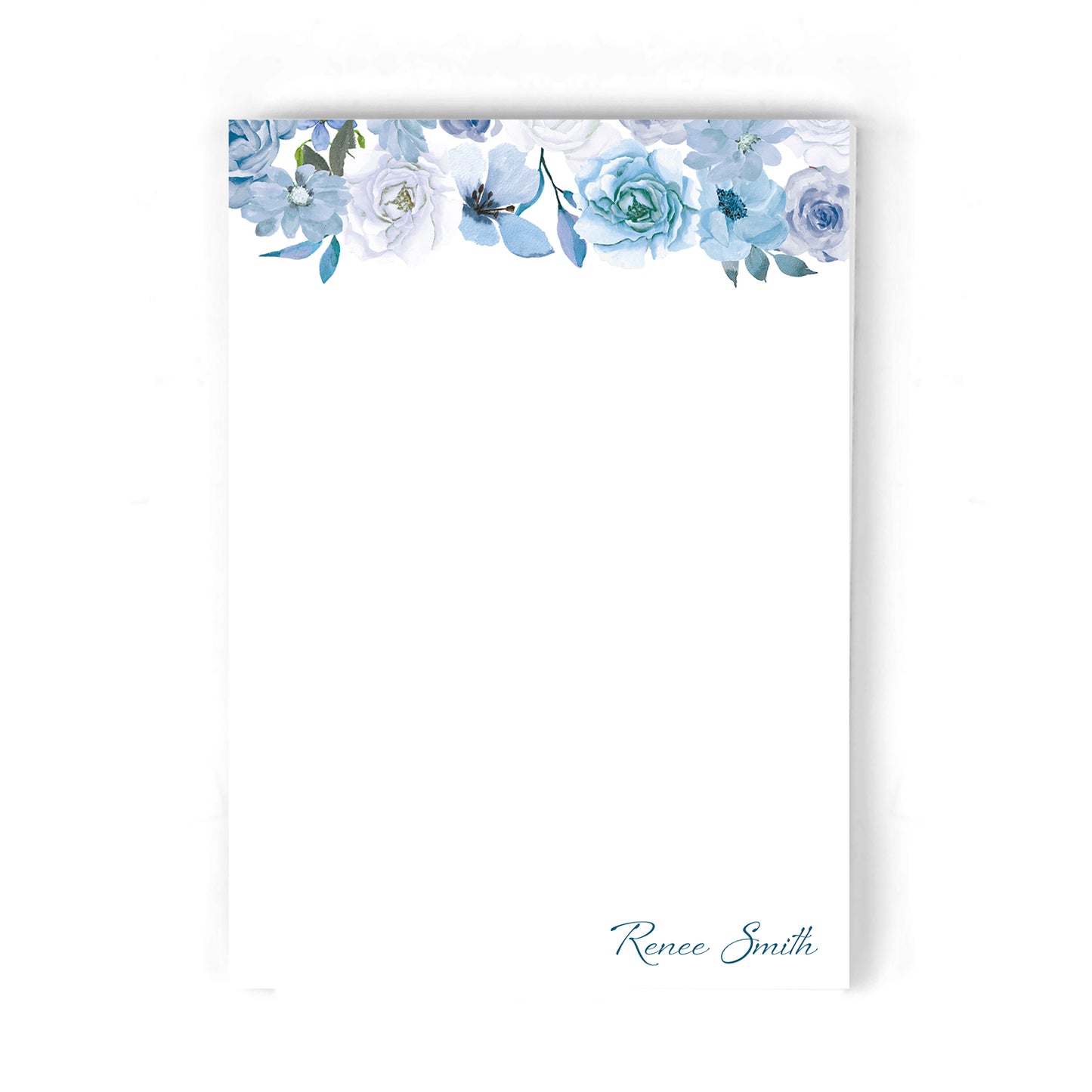 Blue Watercolor Floral Notepad