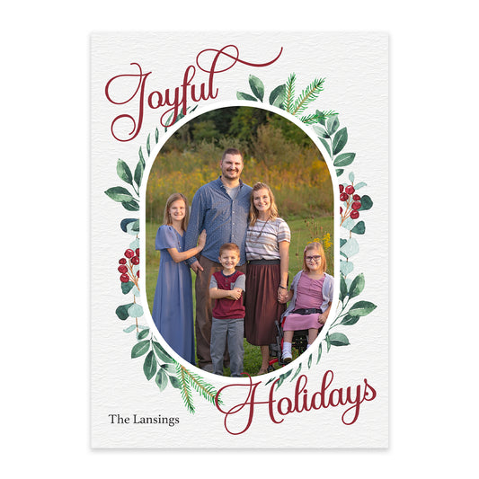 Joyful Holiday Oval Christmas Card