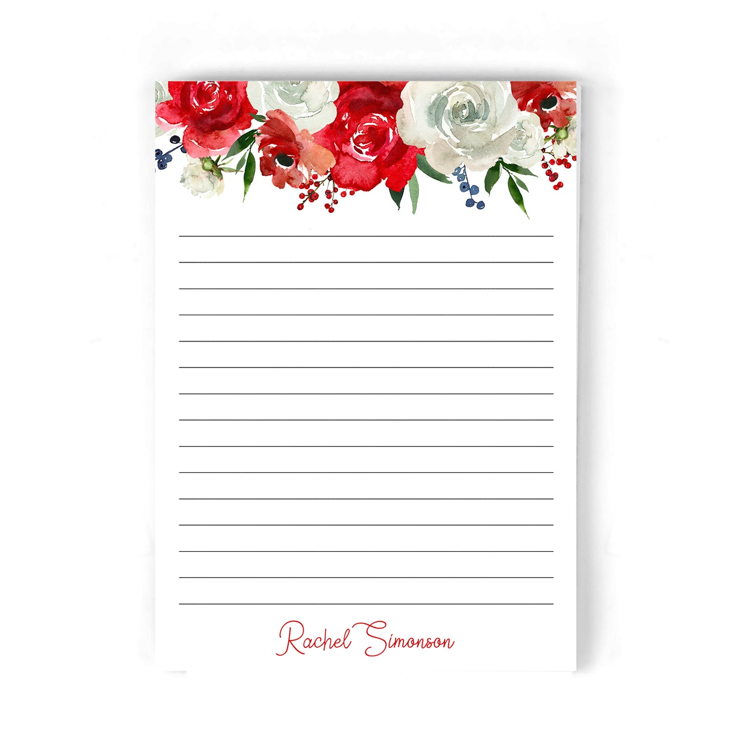 Radiant Red Floral Notepad